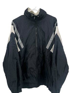 Vintage Honors Jacket Womens 2X Black White Full Zip Windbreaker